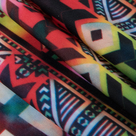 Max-Dri Performance Tricot, Anti-Microbial - Blue and Multi-Colored Geometric