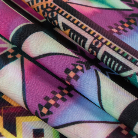Max-Dri Performance Tricot, Anti-Microbial - Pink and Multi-Colored Geometric