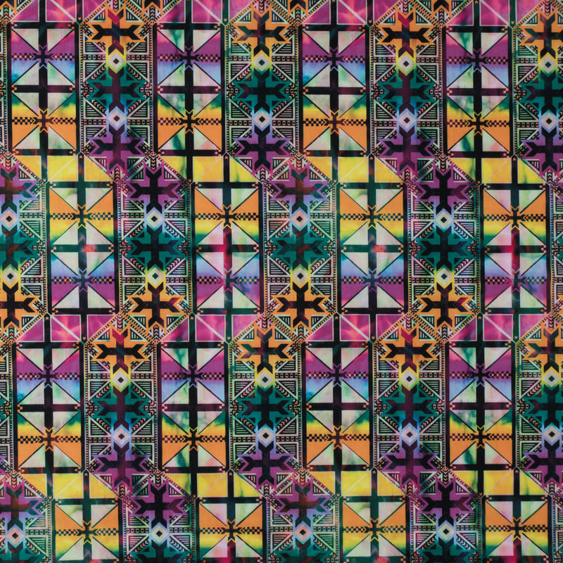 Max-Dri Performance Tricot, Anti-Microbial - Pink and Multi-Colored Geometric