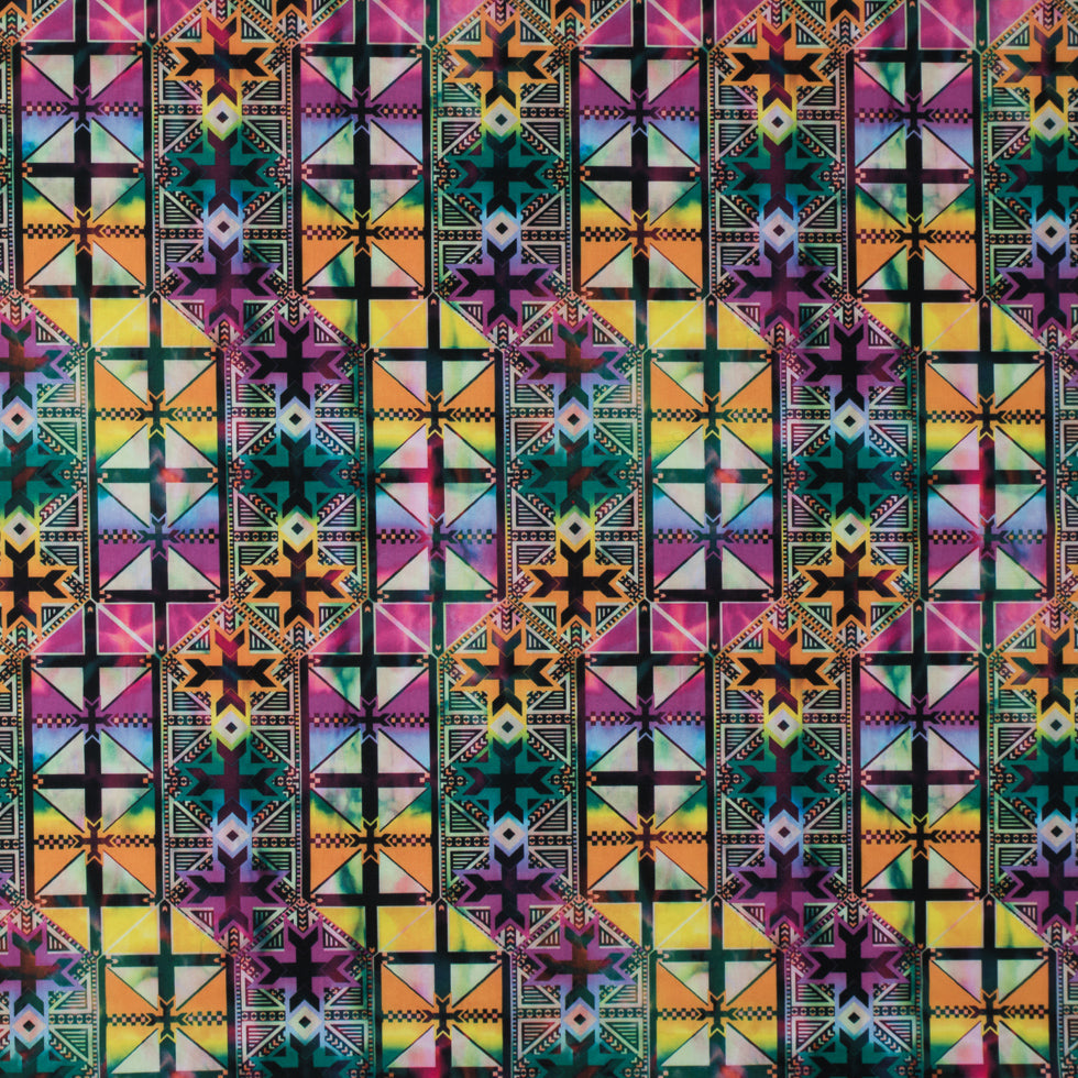 Max-Dri Performance Tricot, Anti-Microbial - Pink and Multi-Colored Geometric