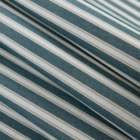 Deep Jungle/Latte/White Shadow Striped Polyester Blended Shirting