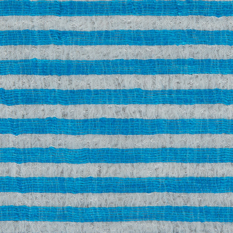Malibu Blue/White Candy Striped Crinkled Organdy