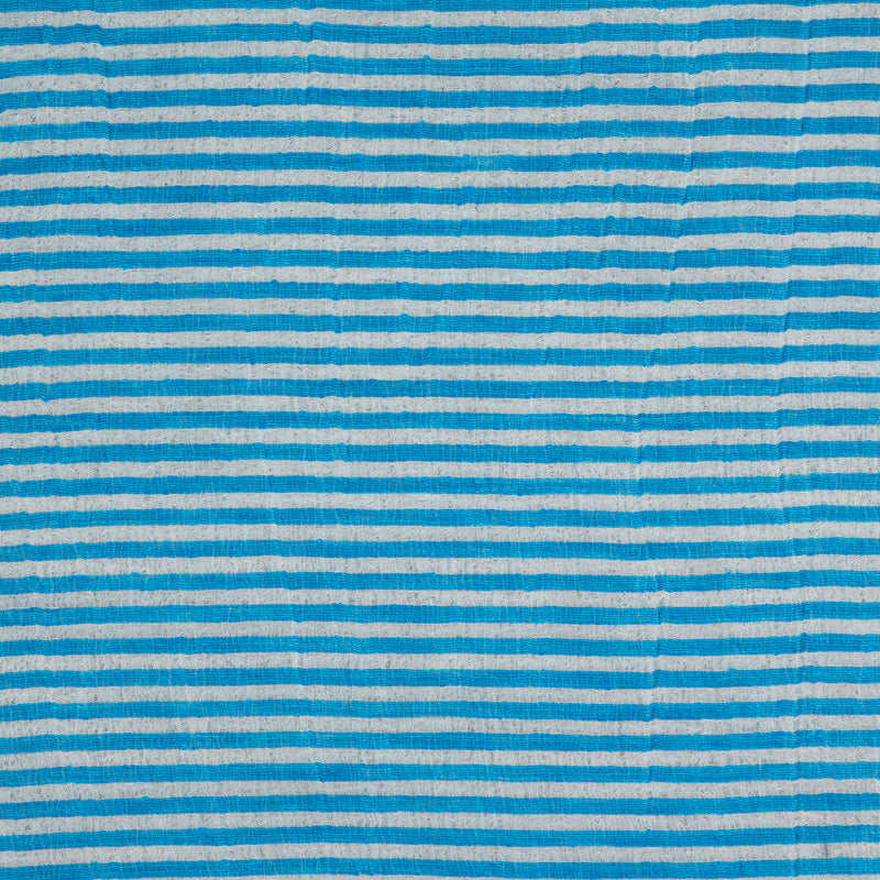 Malibu Blue/White Candy Striped Crinkled Organdy