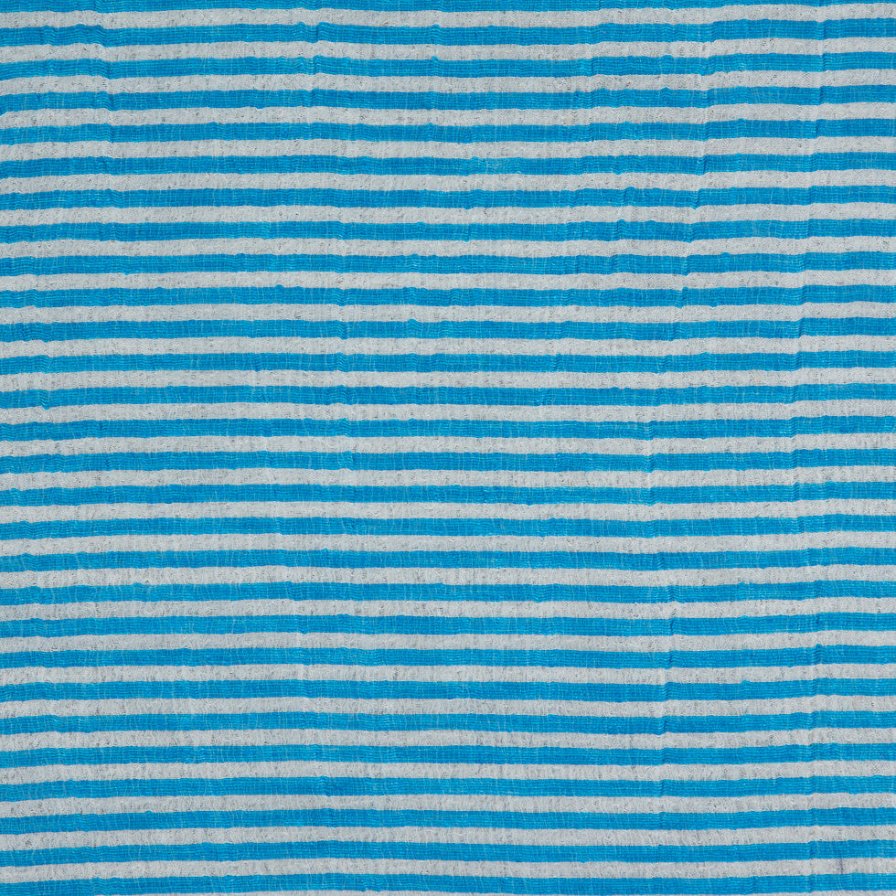 Malibu Blue/White Candy Striped Crinkled Organdy