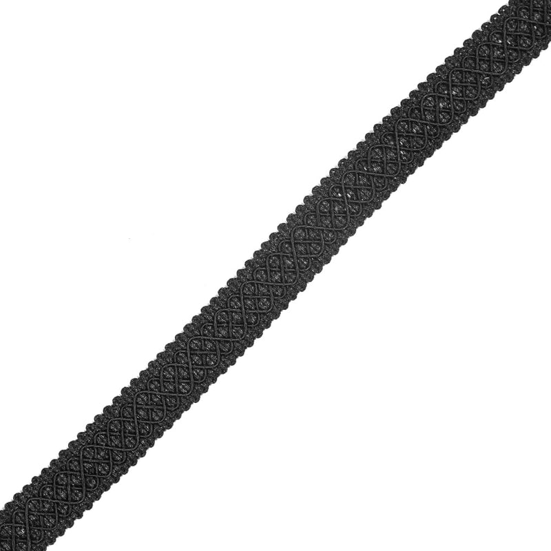 Black Lattice Braided Trim - 1"