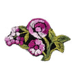Pink and Green Flower Embroidered Applique - 2"