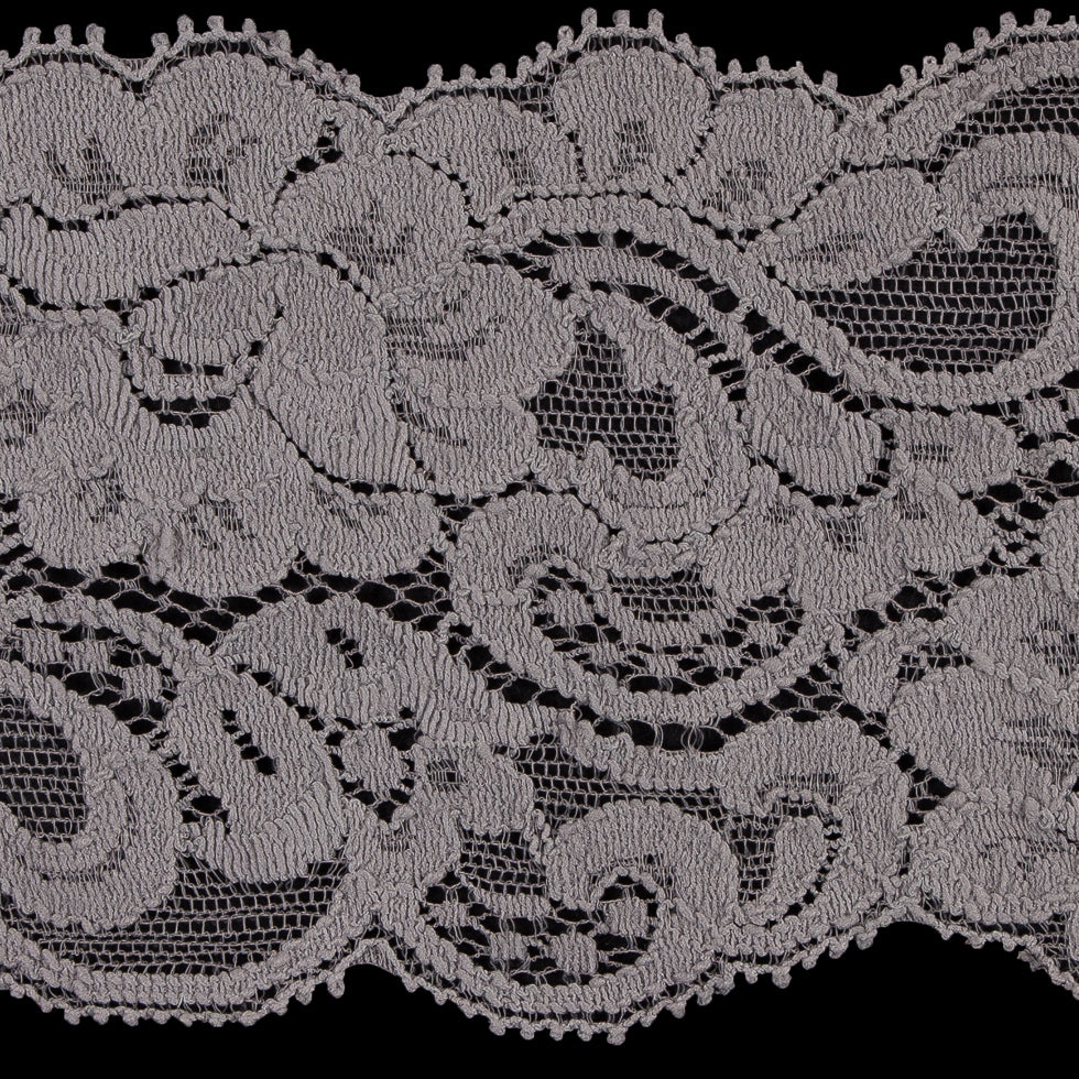 Gray Stretch Lace Trim - 3"