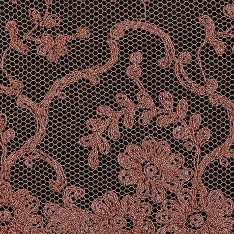 Tan Floral Embroidery on Mesh 3"