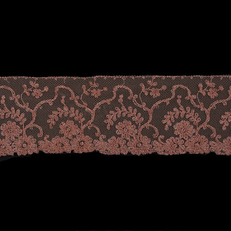 Tan Floral Embroidery on Mesh 3"