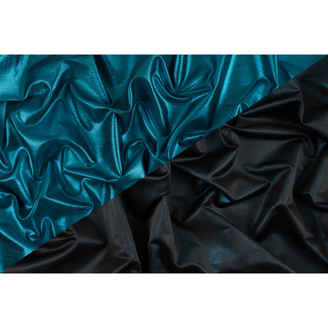 Metallic Polyester Lame - Aqua and Black