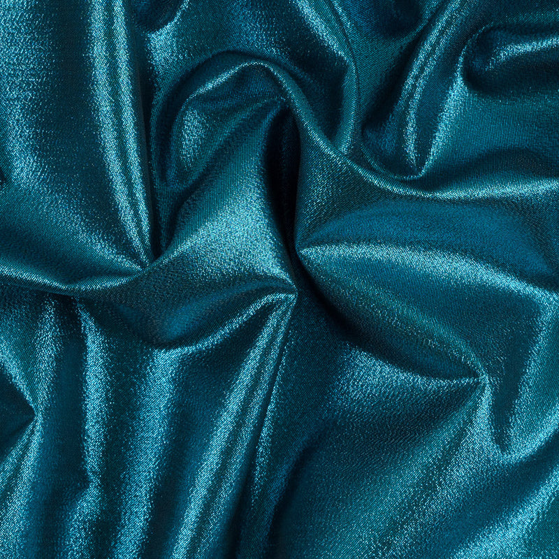 Metallic Polyester Lame - Aqua and Black