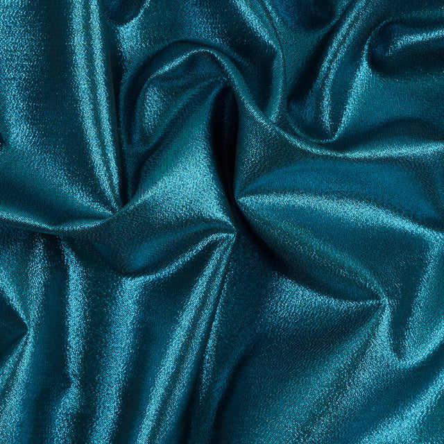 Metallic Polyester Lame - Aqua and Black
