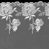 White Floral Embroidery on Mesh with Sequins - 6"