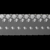 White Floral Embroidery on Mesh with Sequins - 6"