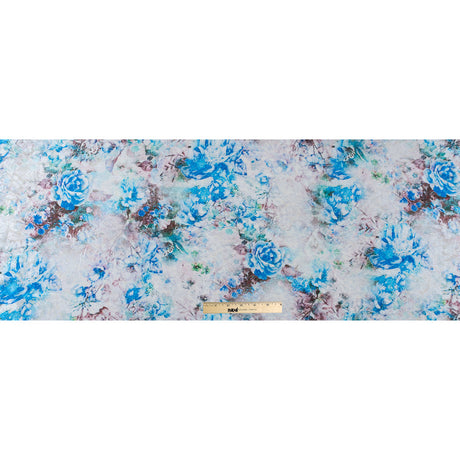 French Blue and Birch Digitally Printed Floral Jacquard