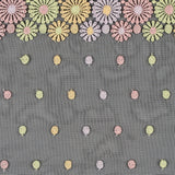 Pastel Floral Embroidery on Black Mesh - 6.5"