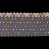 Pastel Floral Embroidery on White Mesh - 6.5"