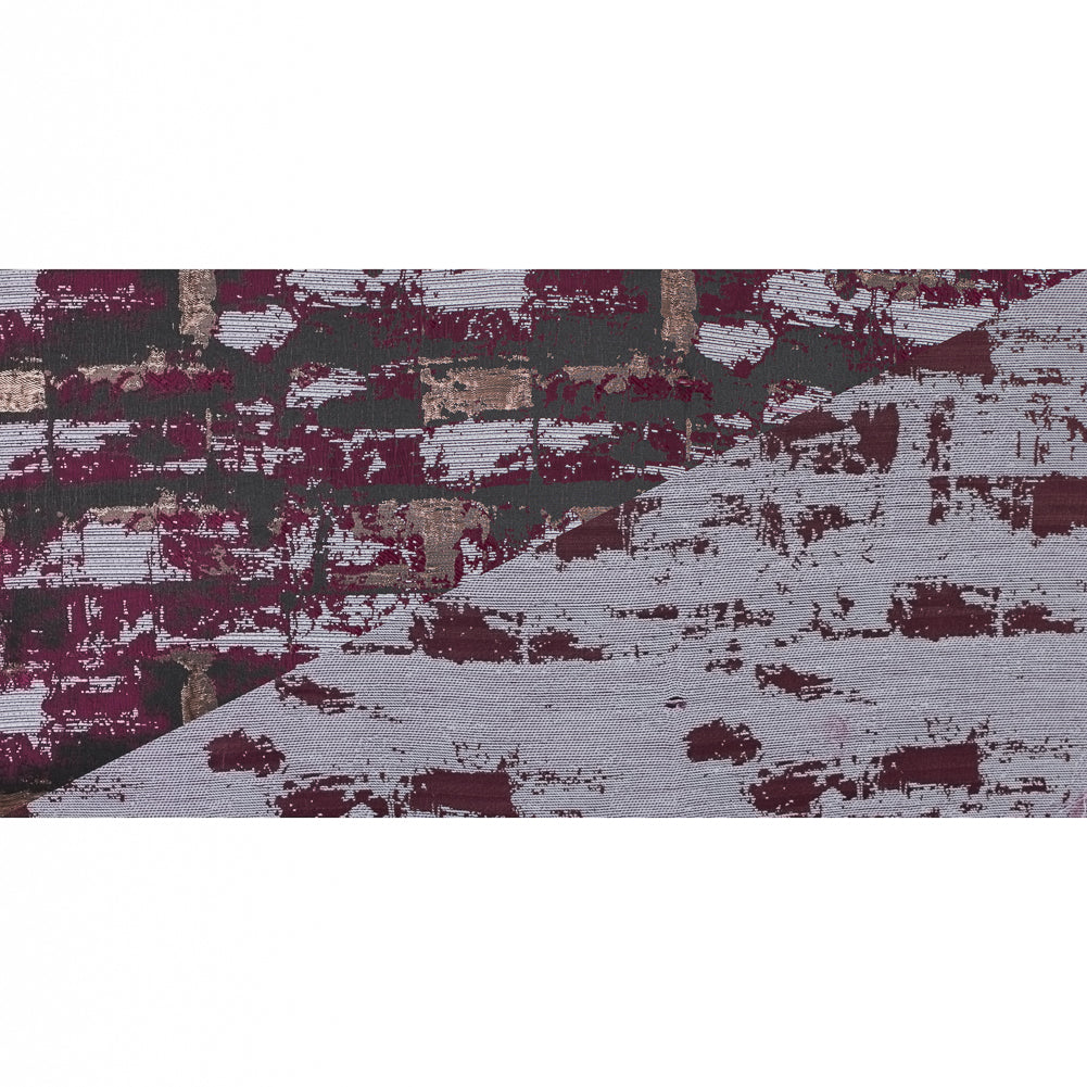 Maroon and Copper Abstract Metallic Jacquard