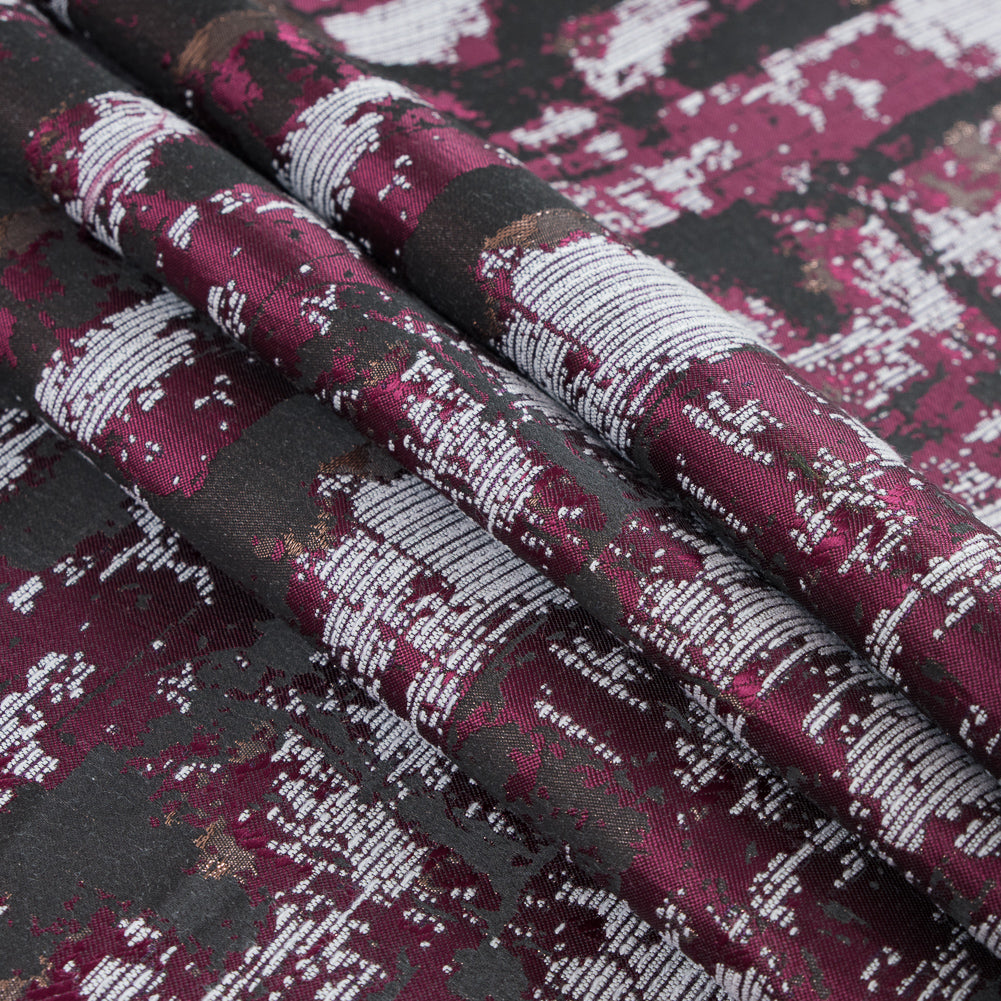Maroon and Copper Abstract Metallic Jacquard