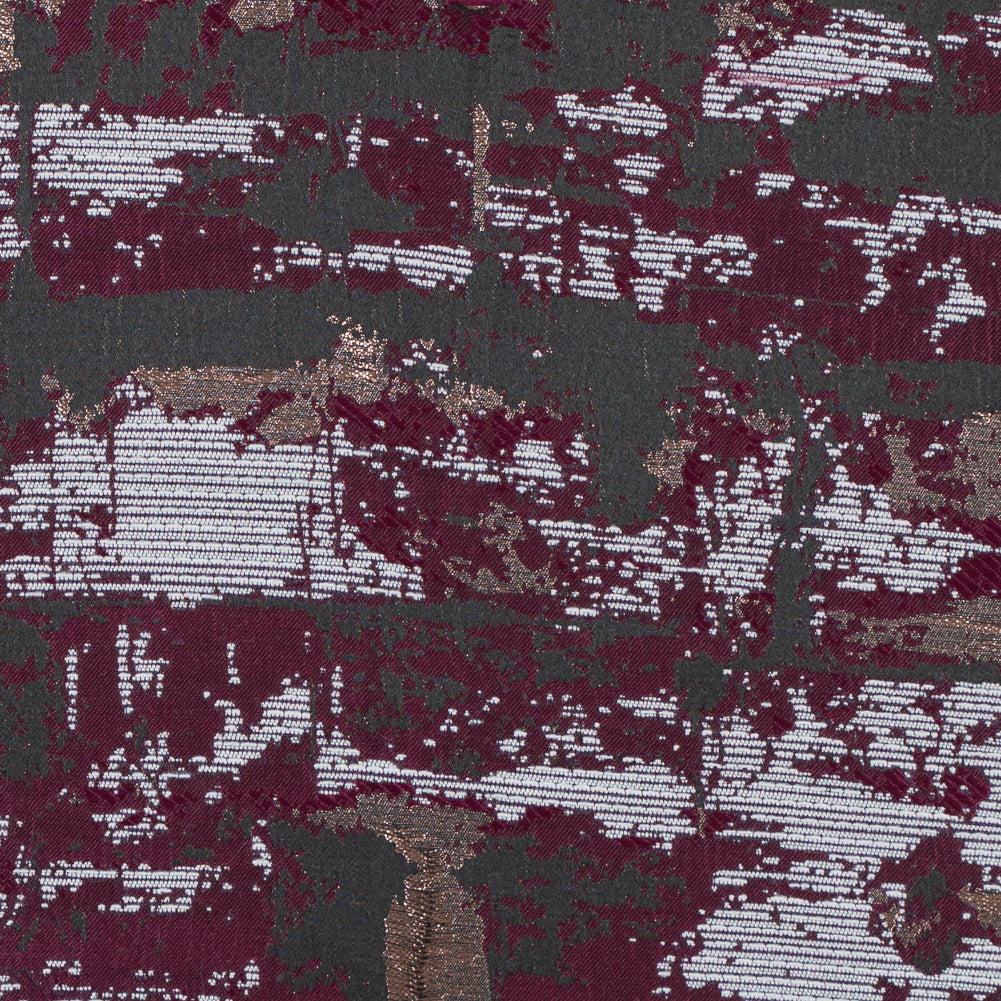 Maroon and Copper Abstract Metallic Jacquard
