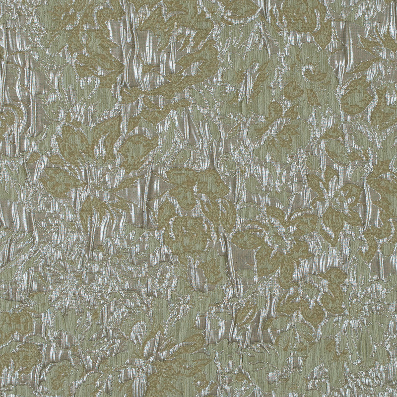 Khaki, Pista Green and Silver Abstract Floral Metallic Brocade/Jacquard