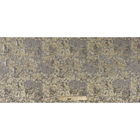 Khaki, Cream and Steel Gray Abstract Floral Metallic Brocade/Jacquard