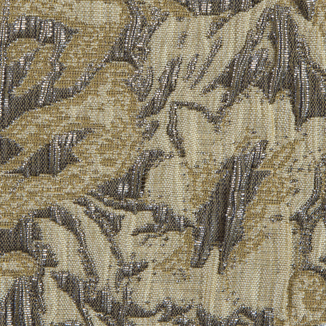 Khaki, Cream and Steel Gray Abstract Floral Metallic Brocade/Jacquard