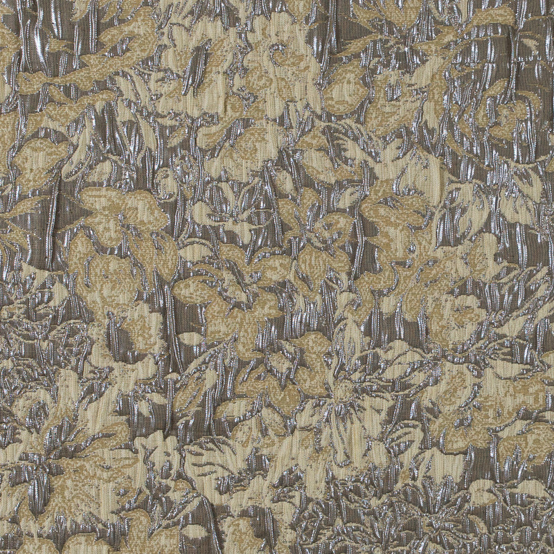 Khaki, Cream and Steel Gray Abstract Floral Metallic Brocade/Jacquard