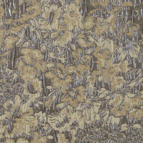 Khaki, Cream and Steel Gray Abstract Floral Metallic Brocade/Jacquard