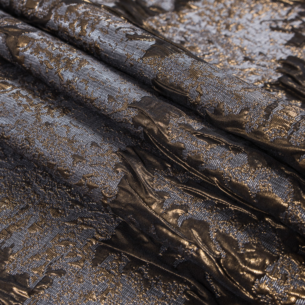 Metallic Gold and Gray Abstract Brocade