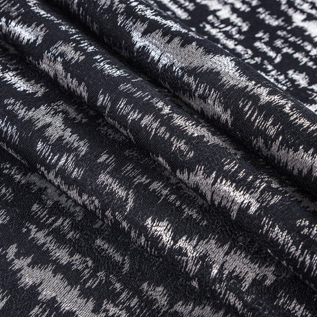 Black and Metallic Beige Ikat Brocade