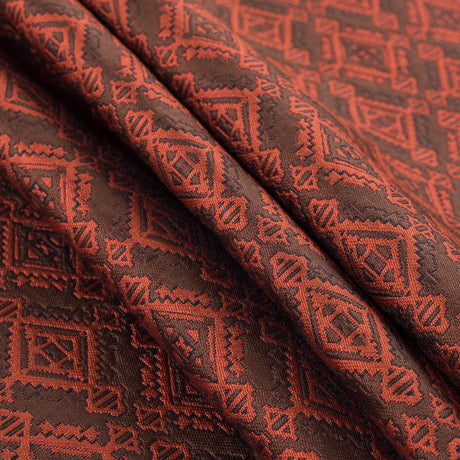Rust and Coffee Geometric Brocade
