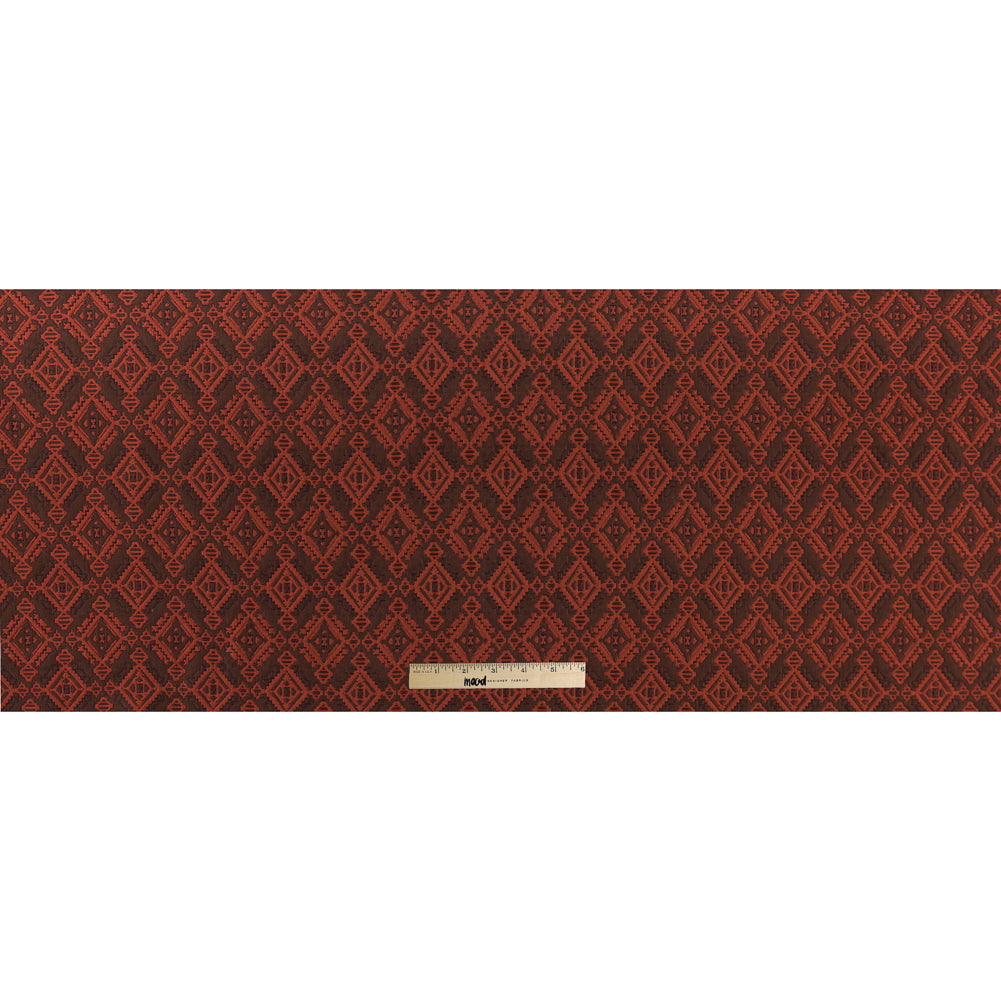 Rust and Coffee Geometric Brocade