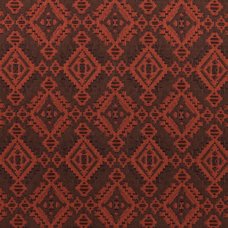 Rust and Coffee Geometric Brocade