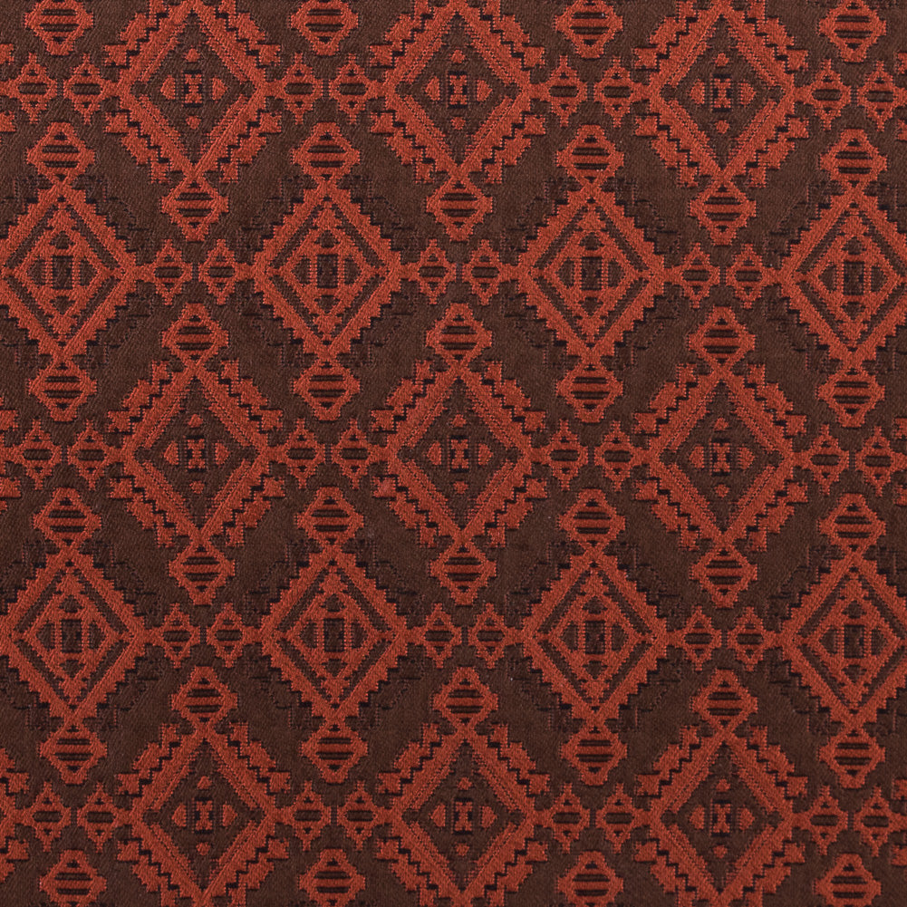 Rust and Coffee Geometric Brocade