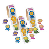 2" Motivational Smile Face Prize Ribbon Multicolor Paper Sticker Roll 100 Pc