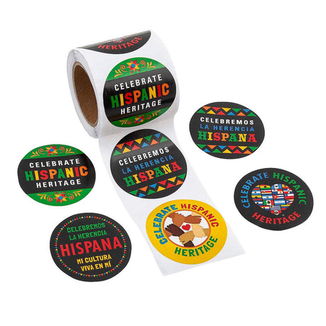 1 1/2" Celebrate Hispanic Heritage Paper Sticker Roll 100 Pc