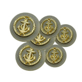 12 Pieces Gold Anchor on Ivory Base Buttons Small 5/8 Inch