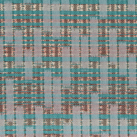 Ivory, Sea Green and Light Coral Metallic Brocade