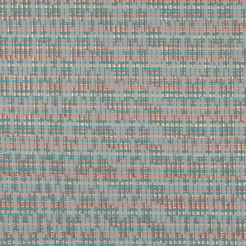 Ivory, Sea Green and Light Coral Metallic Brocade