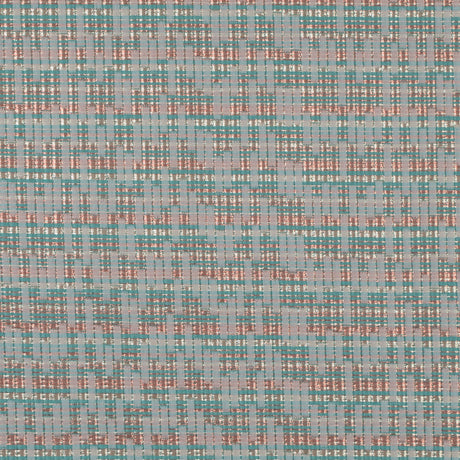 Ivory, Sea Green and Light Coral Metallic Brocade