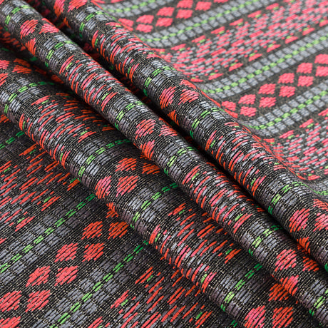 Fluorescent Pink and Lady Green Tribal Jacquard