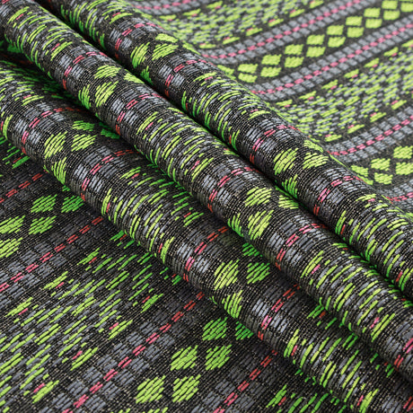 Fluorescent Green and Lady Pink Tribal Jacquard