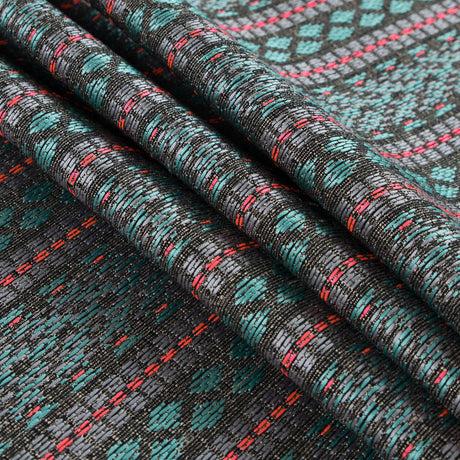 Sea Green and Fluorescent Pink Tribal Jacquard