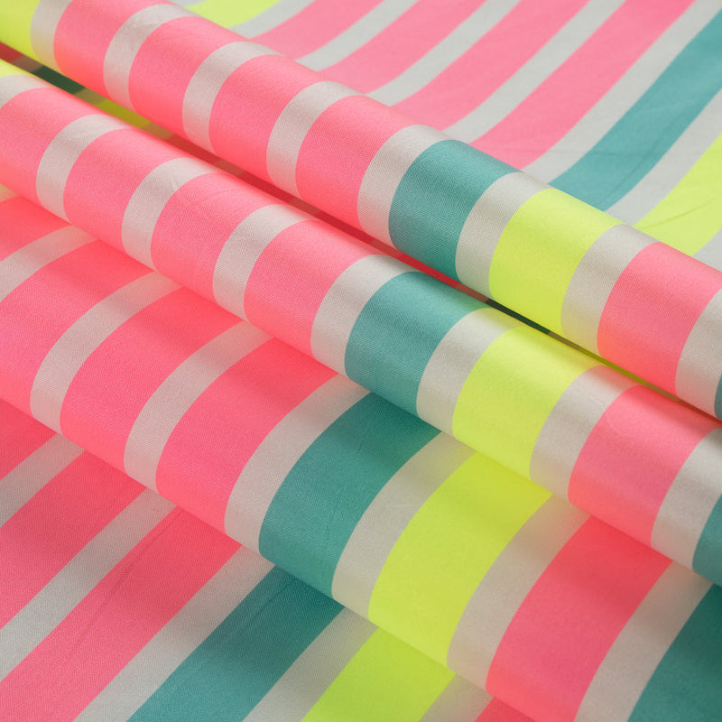 Striped Taffeta - Fluorescent Pink