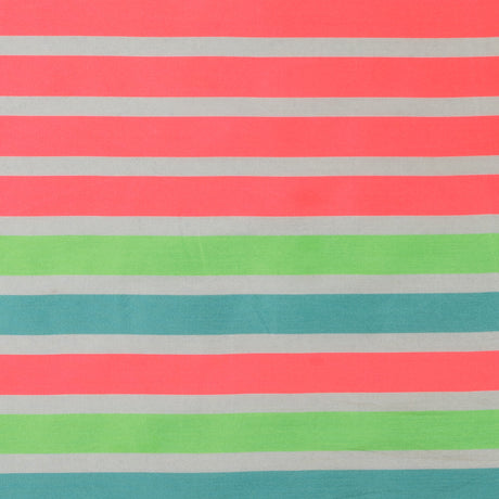 Neon Pink and Sea Green Striped Taffeta
