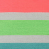 Neon Pink and Sea Green Striped Taffeta