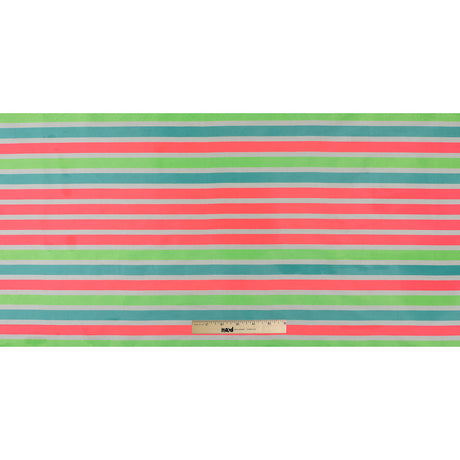 Neon Pink and Sea Green Striped Taffeta