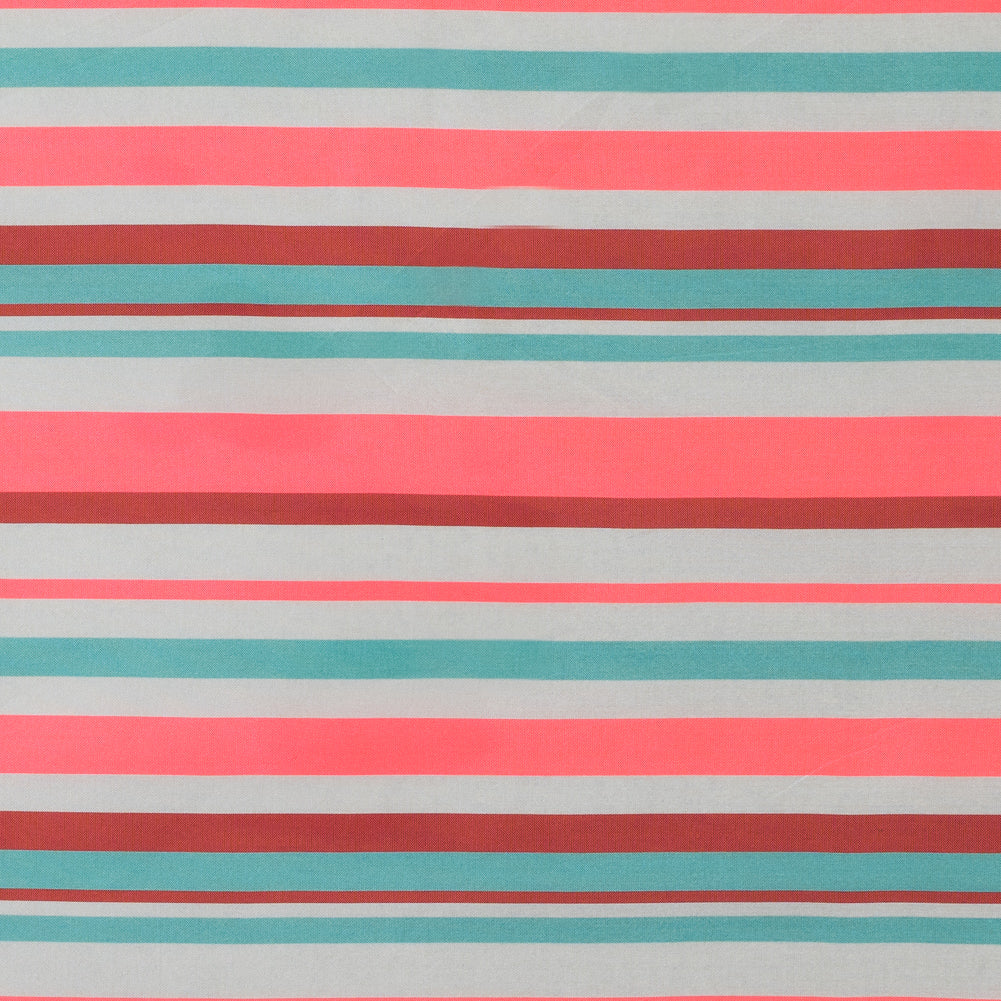 Sea Green and Neon Pink Striped Taffeta