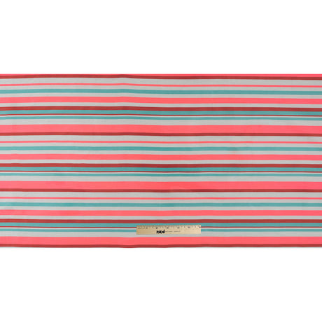 Sea Green and Neon Pink Striped Taffeta